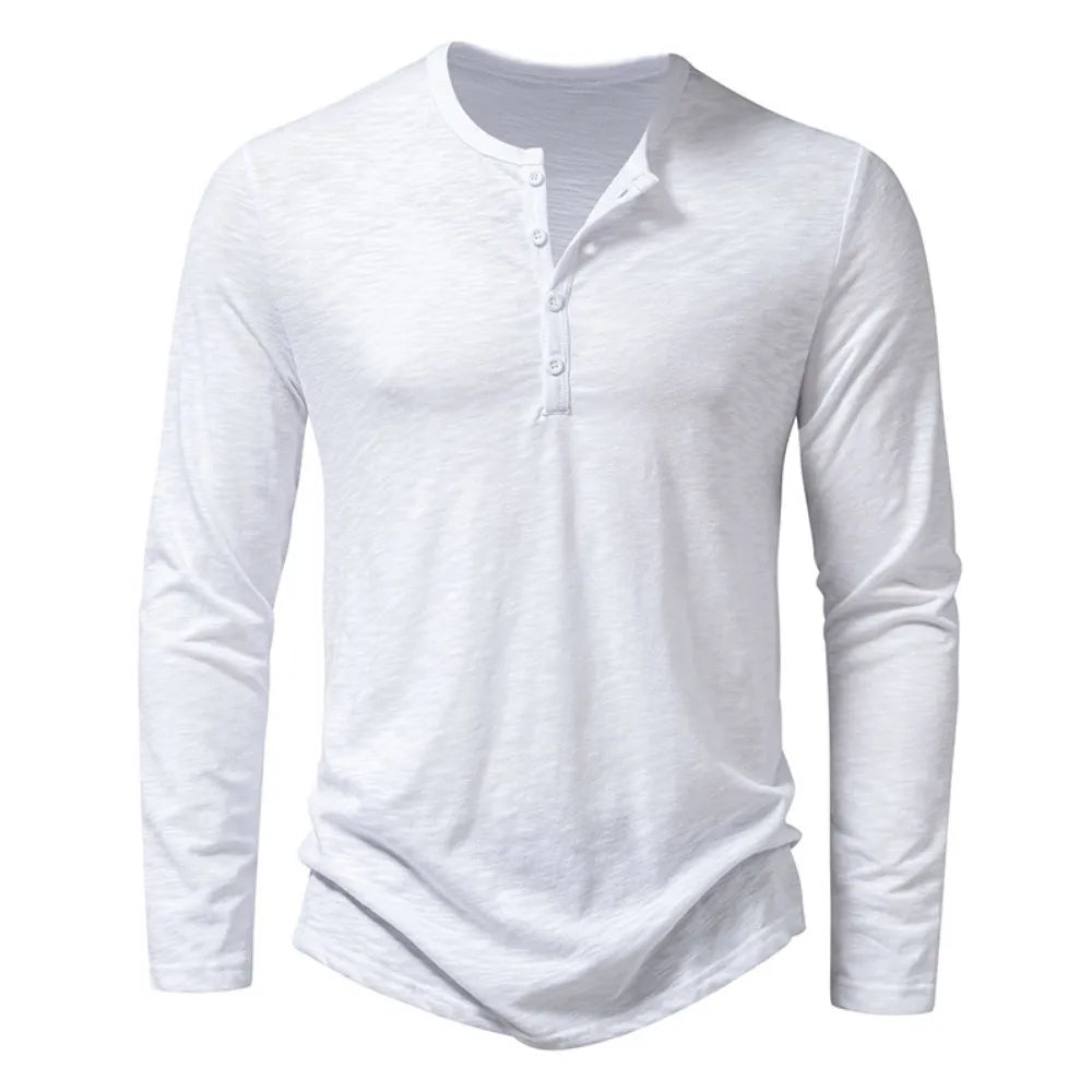 T-Shirt à Manches Longues - Encolure à Boutons
