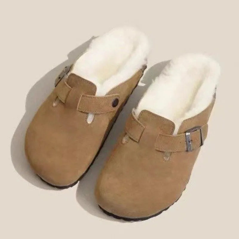 Chaussons Elégants Fourrés Effet Daim