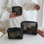 Ensemble de 3 Sacs à cosmétiques transparents en maille