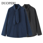 Chemise Élégante Femme à Col Lavallière & Manches Longues