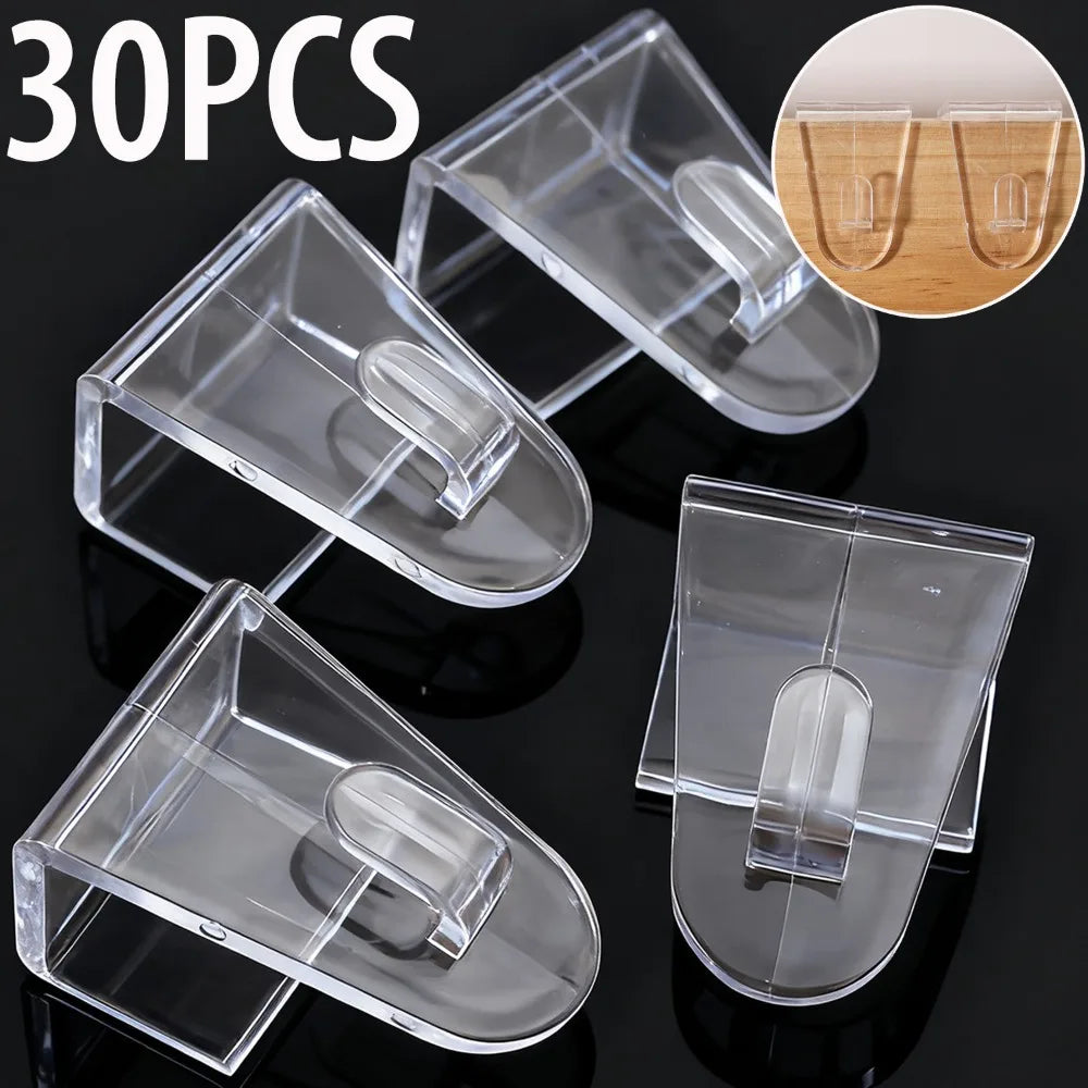 Pack of 30 Transparent Clip Hooks for drawers, doors...