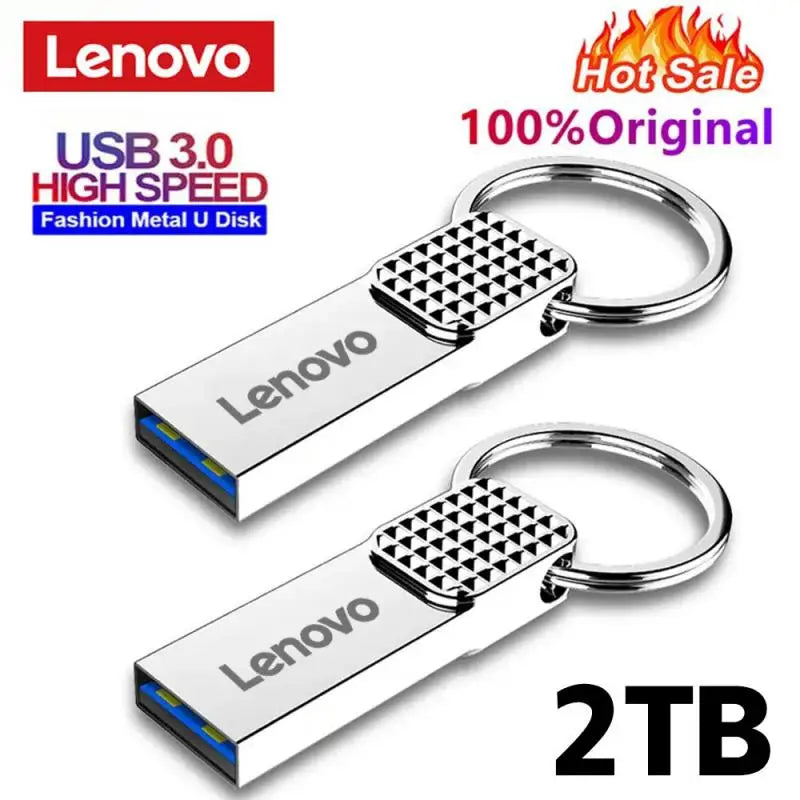 Lenovo - Mini clé USB 2TO en métal Haute Vitesse + Adaptateur