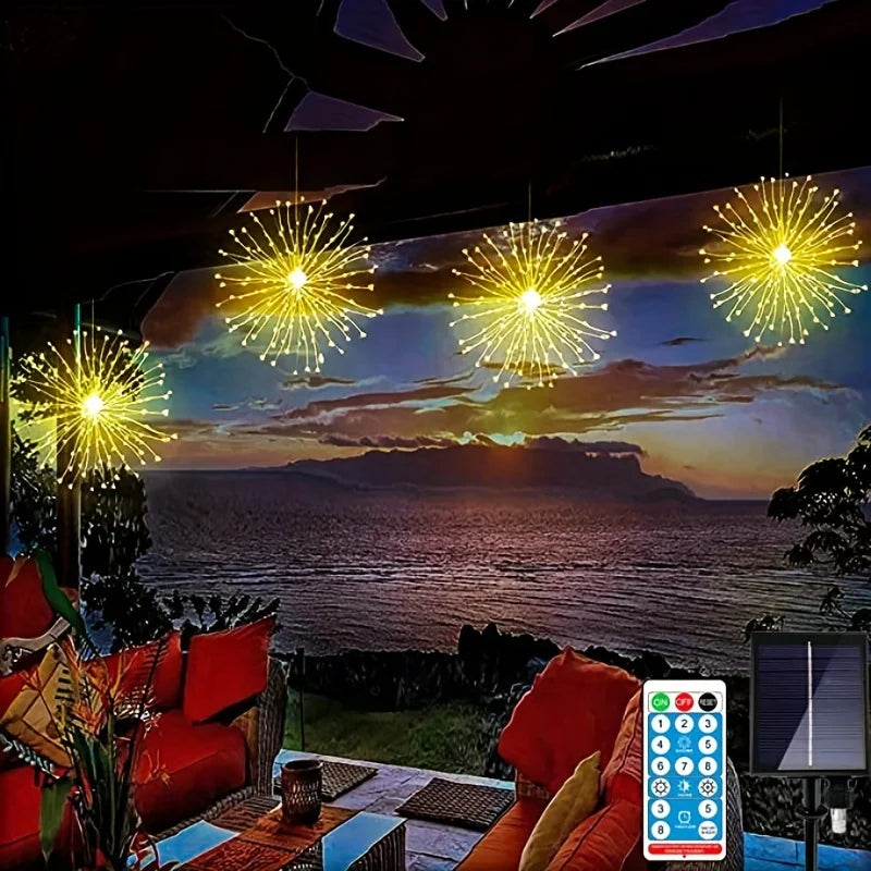 4 Pack Solar Firework Hanging Lights