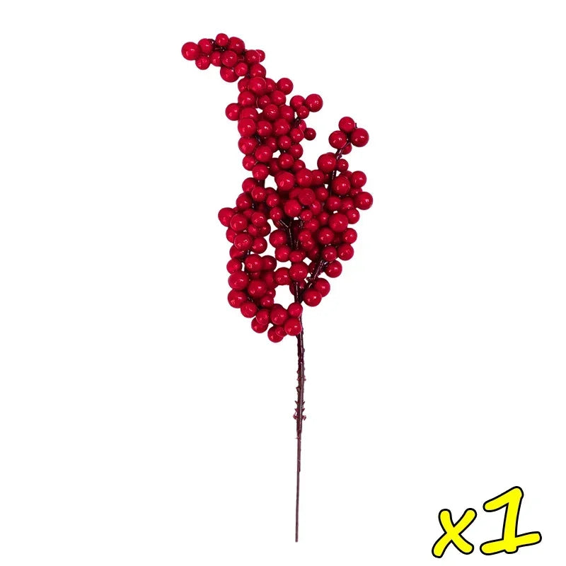 20x Artificial Christmas Holly Berries with Stem