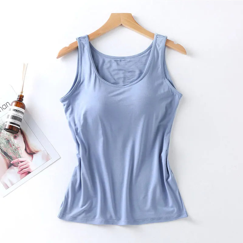 Women's Tank Top with Built-in Bra - Slim Fit, Everyday Comfort