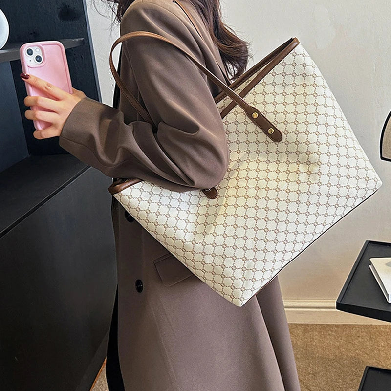 Sac à main Cabas en Cuir PU à motif Grande capacité