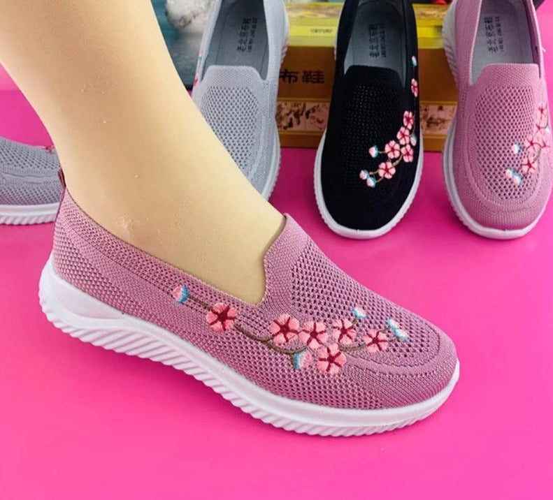 Mocassins respirants à motif floral