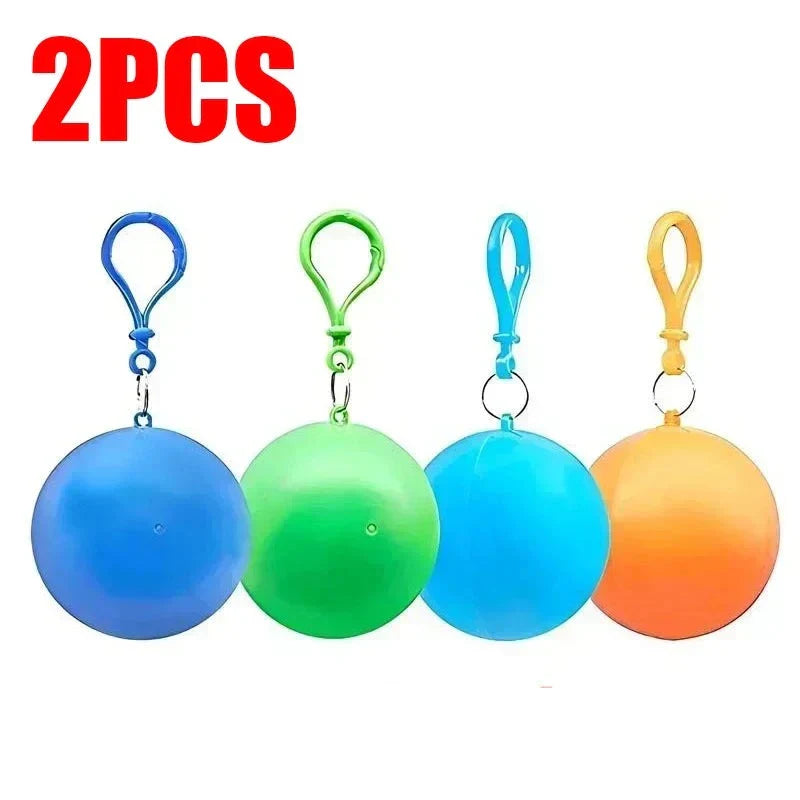 Pack of 2 Rain Ponchos + Keychain Pouch