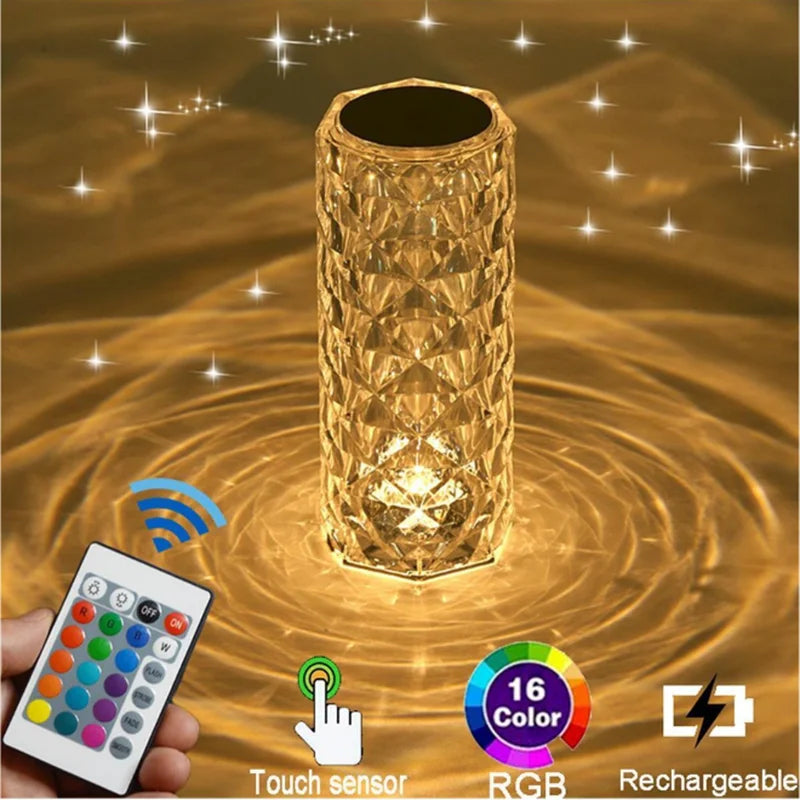 Crystal Effect Touch Lamp - Remote Control Included