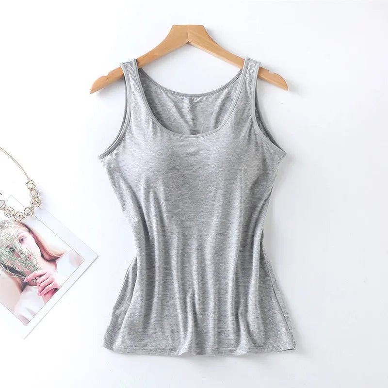 Women's Tank Top with Built-in Bra - Slim Fit, Everyday Comfort