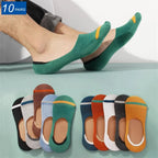 Lot 10 Paires Socquettes Invisibles Homme Coton — Antidérapant Silicone