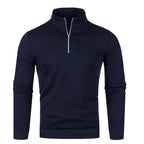 Pull côtelé à col cheminé à zip