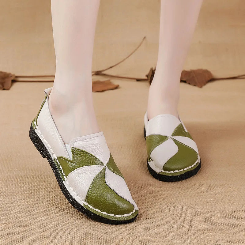 Mocassins Multicouleurs Estivales en Cuir de Vache pour Femmes