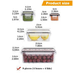 Ensemble de 8 Boîtes Alimentaires Hermétiques en PP – Compatibles Micro-ondes et Congélateur