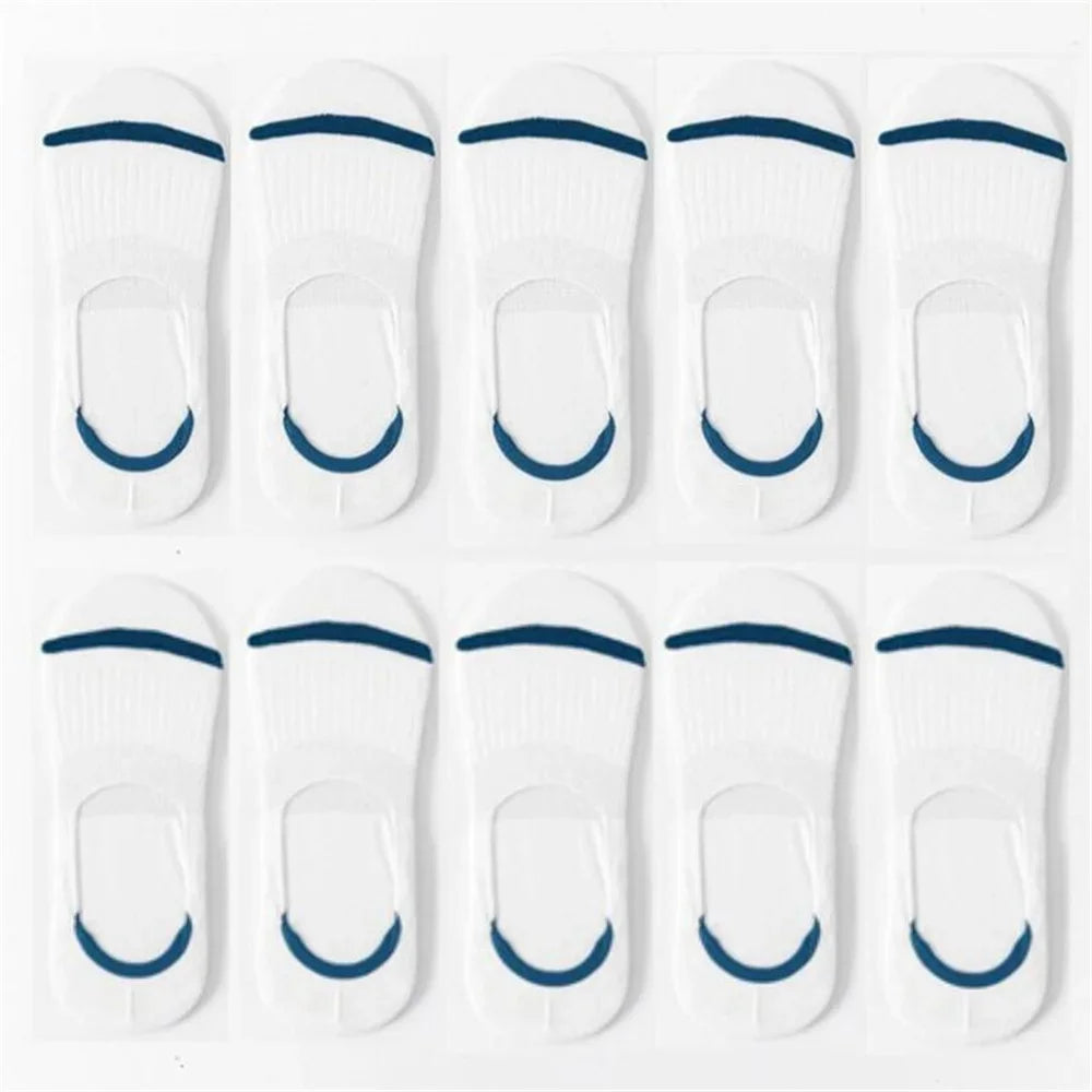 Lot 10 Paires Socquettes Invisibles Homme Coton — Antidérapant Silicone