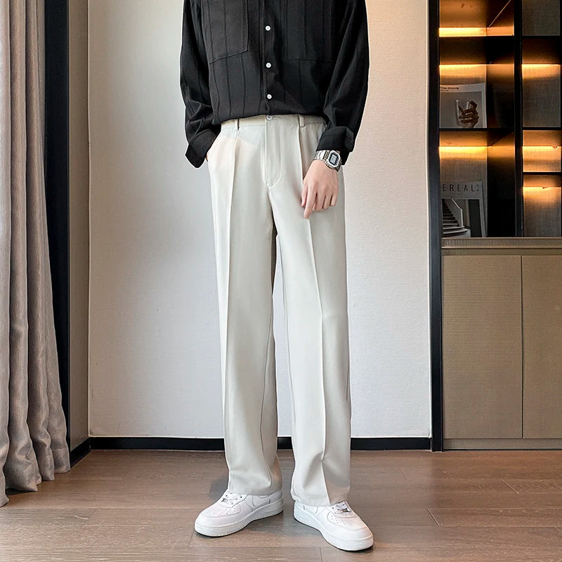 Pantalon de Costume Coupe Droite à Pinces Homme