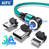 Câble USB Magnétique Triple Embouts - Micro, USB, Type-C