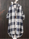 Chemise à Carreaux longue en Coton Mi-Saison - Femme