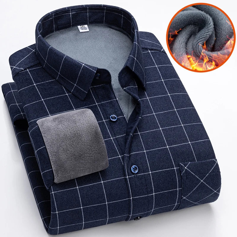 Men's thick corduroy plaid shirt