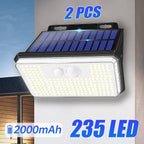 Solar Wall Light 235 Powerful LEDs - Buy One Get One Free