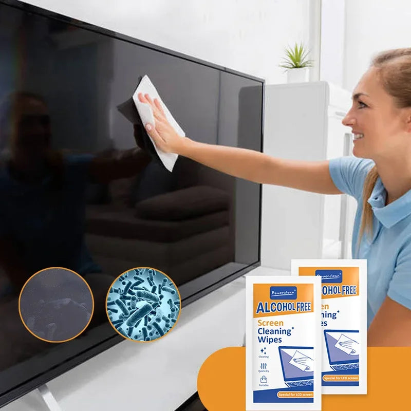 Lot de 40 Lingettes Nettoyantes pour Écrans – Lingettes Sèches et Humides pour PC, Téléphone, Tablette, TV et Voiture