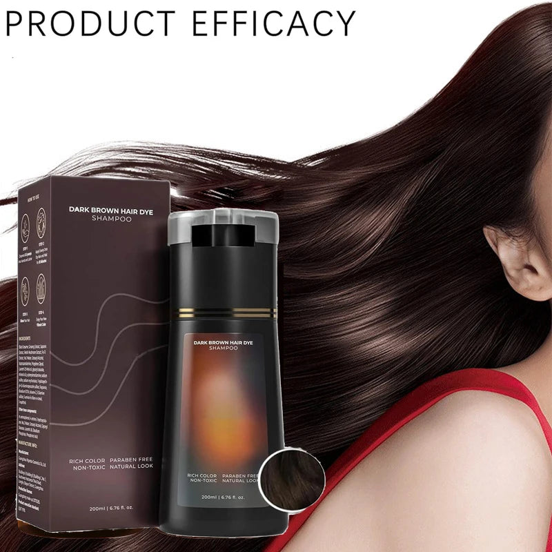 Shampoing Colorant 3-en-1 200 ml – Coloration Capillaire Nourrissante pour Femme et Homme, Couvre les Cheveux Gris