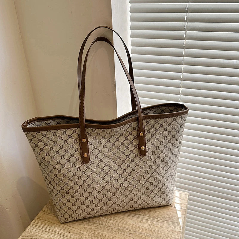 Large Capacity Patterned PU Leather Tote Bag