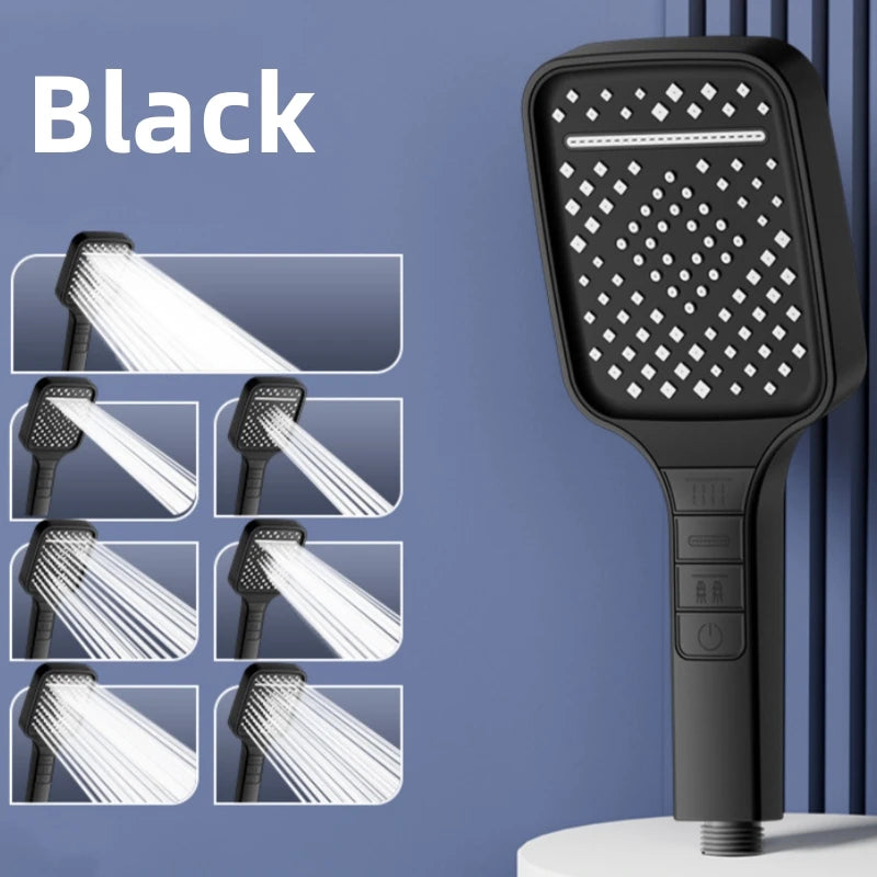 Large High-Pressure 7-Spray Shower Head with One-Touch Pause