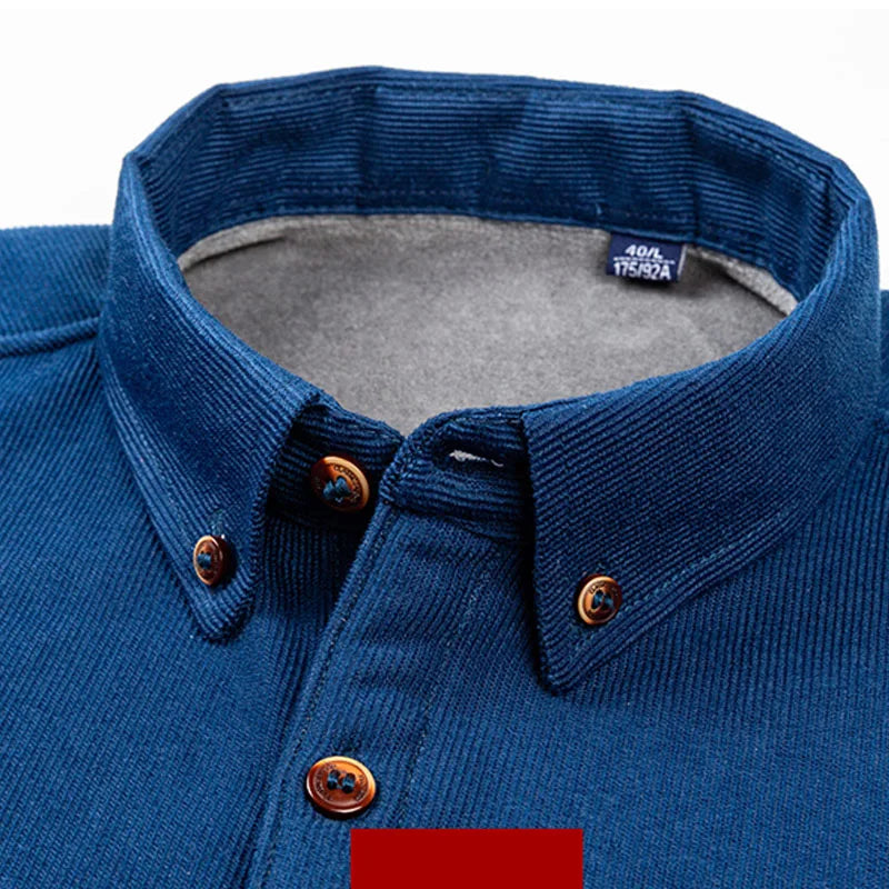 Corduroy shirt with warm fleece interior - Solid color