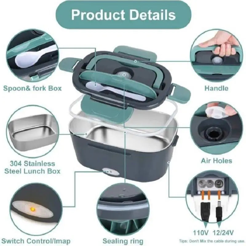 Portable electric heating lunch box