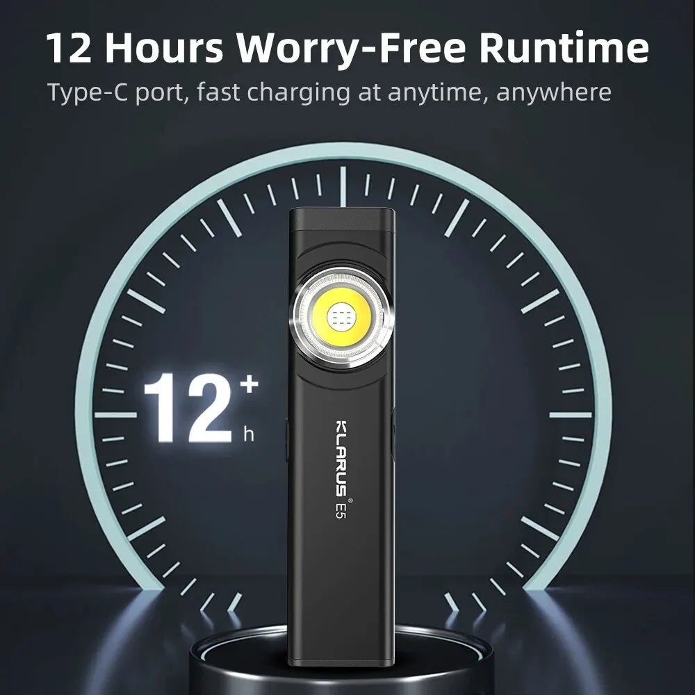 Klarus E5 Flashlight - 470 Lumens ULTRA SLIM 2-in-1