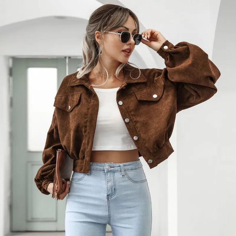 Blouson aviateur court à manches femme