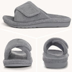 Open-Toe Indoor Slippers with Hook-and-Loop Fastener & Non-Slip Sole