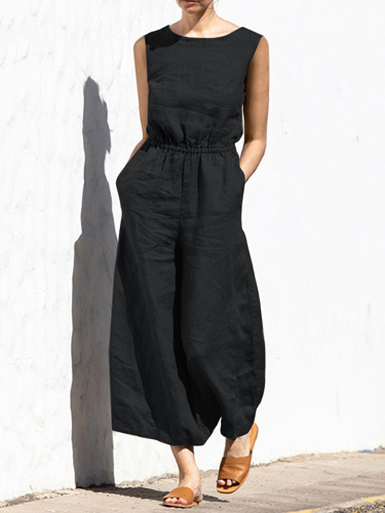 Women's breathable linen jumpsuit