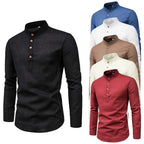 Mandarin Collar Long Sleeve Shirt