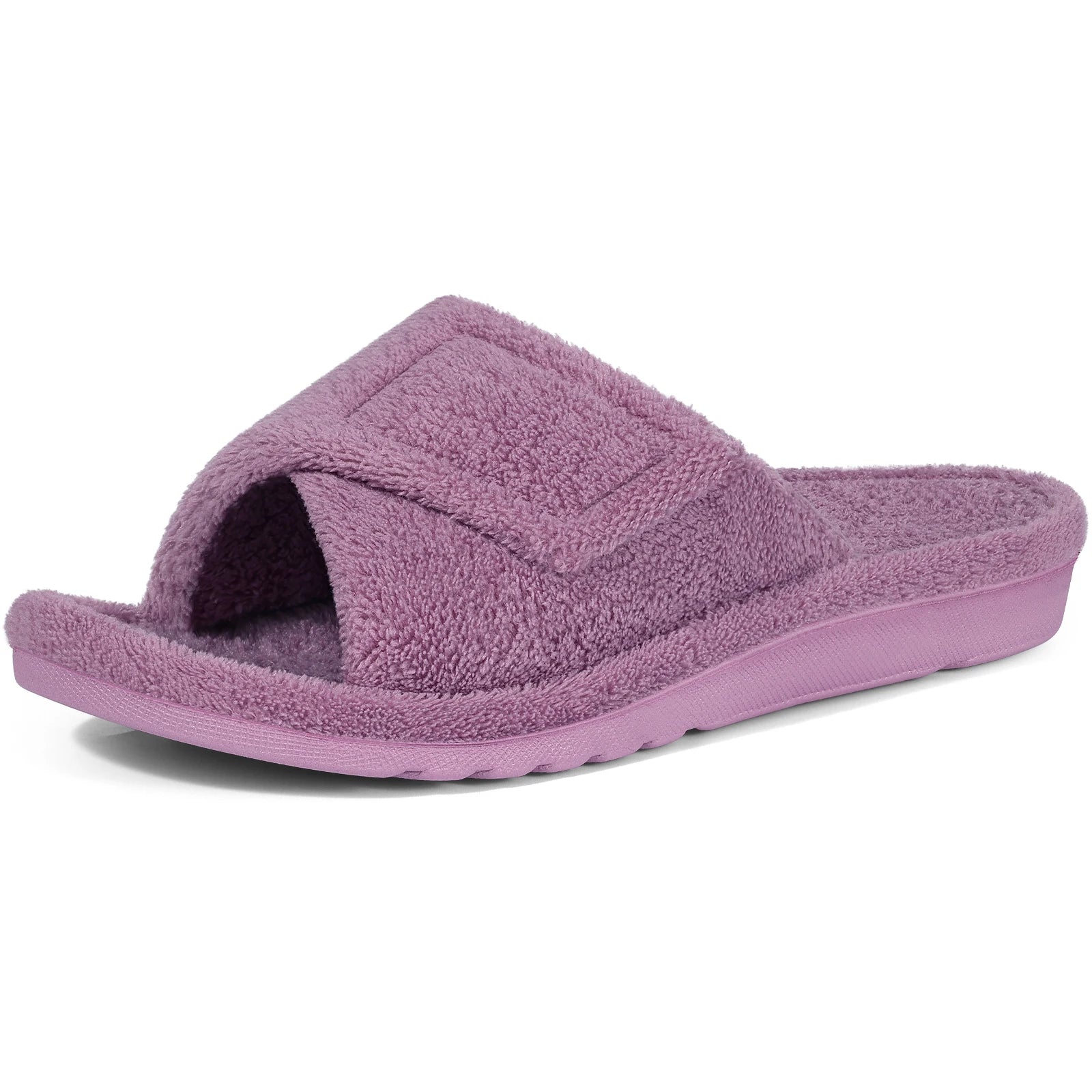 Open-Toe Indoor Slippers with Hook-and-Loop Fastener & Non-Slip Sole