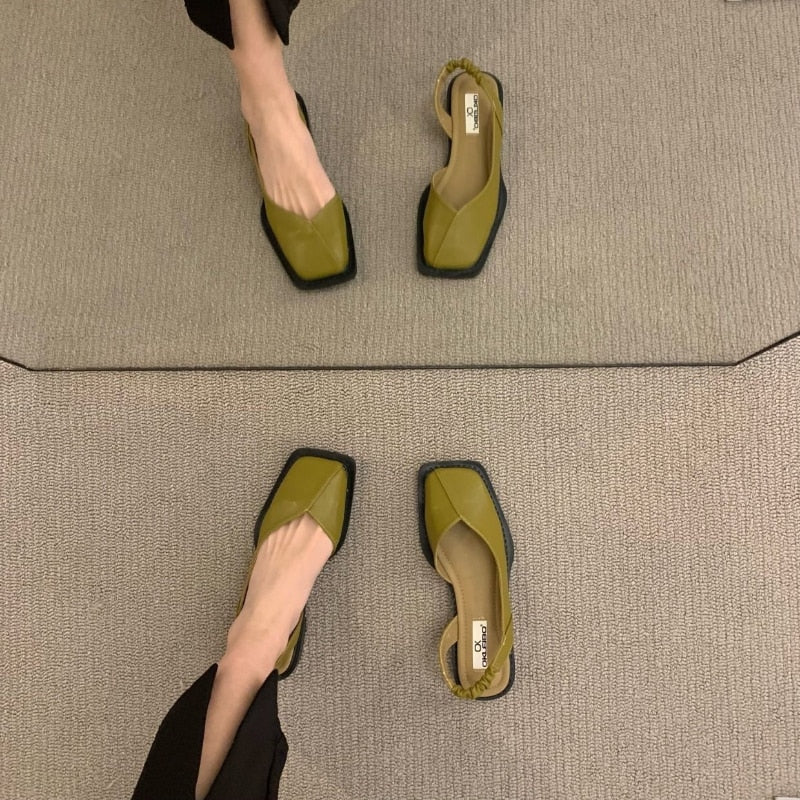 Sandales à talon et bout carré - Cuir PU