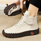 Faux leather fleece-lined ankle boots - Easy to slip on