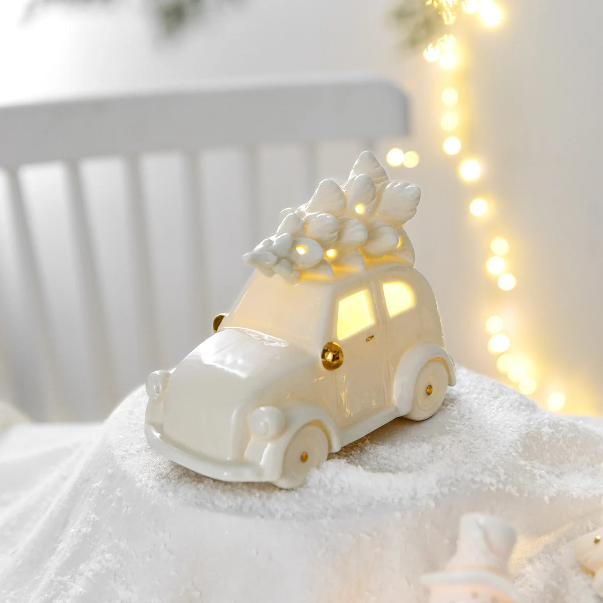 White Ceramic LED Christmas Decoration