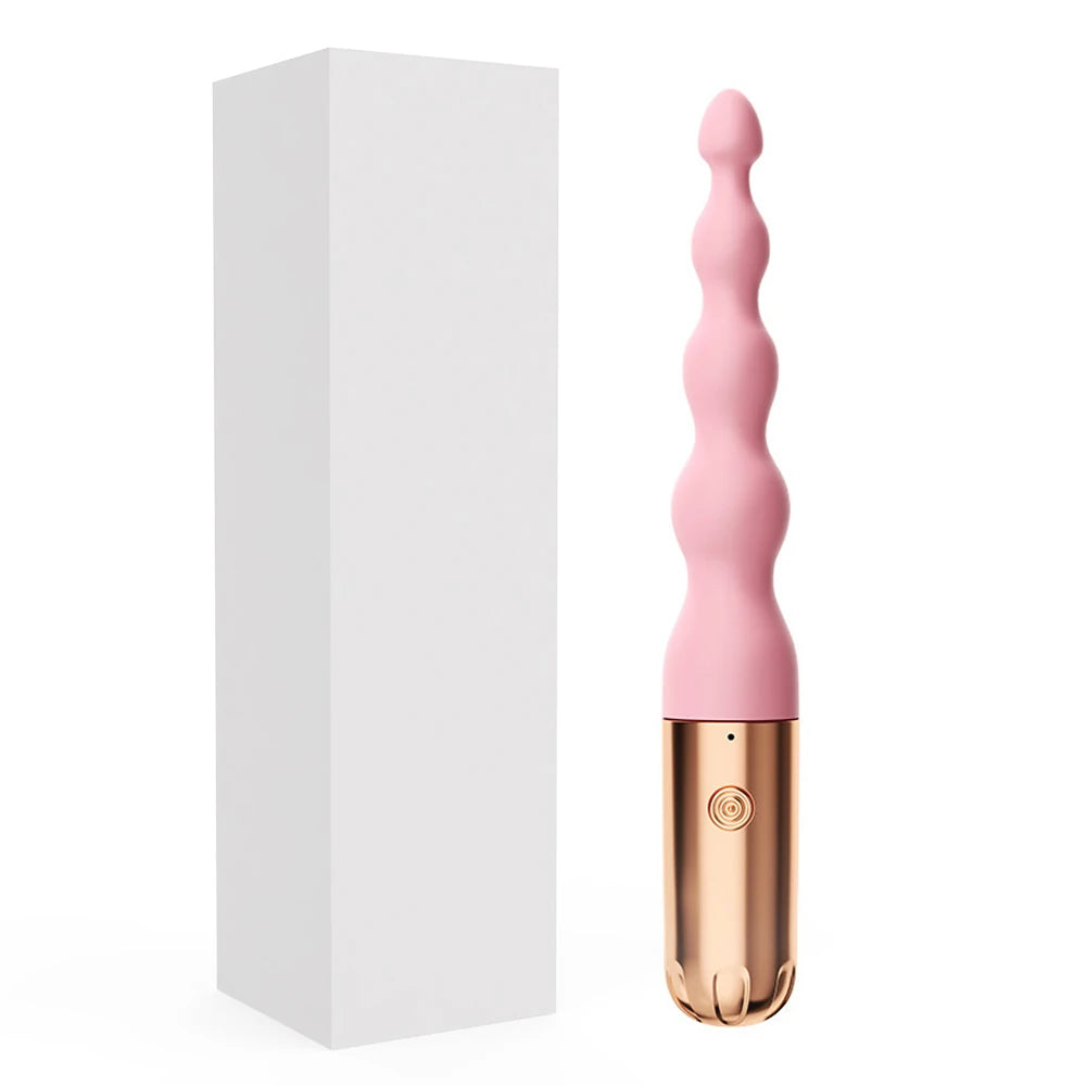 SilkBeads – Baguette Anale Vibrante en Silicone Doux avec 4 Perles Graduées et 10 Modes de Vibration