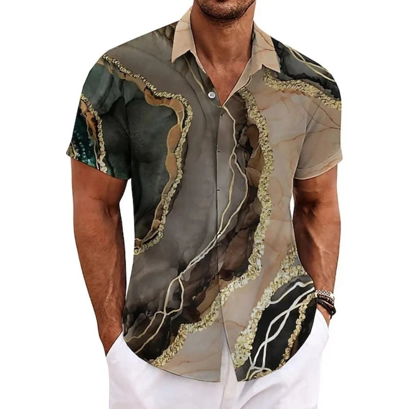 Lightweight Marble Print Shirt - Men Summer