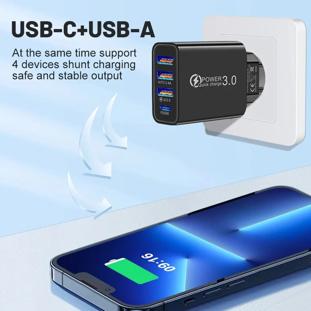 20W Fast Multi-Port Charger - USB & USB-C