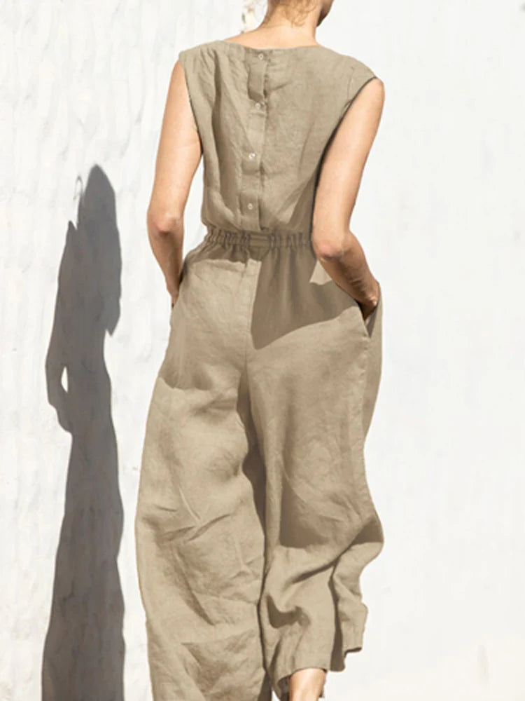 Women's breathable linen jumpsuit