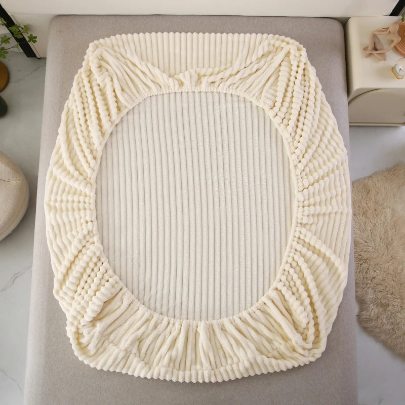 Drap Housse Chaud & Doux en Velours Côtelé