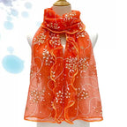 Foulard Femme Fleuri à Paillettes – Effet Soie, Léger & Élégant – Mi-Saison