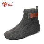 Fuzzy Loopback Bootie Slippers with PU Leather Strap