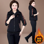 Women's 3-Piece Set - Joggers, Sweatshirt & Puffer Jacket