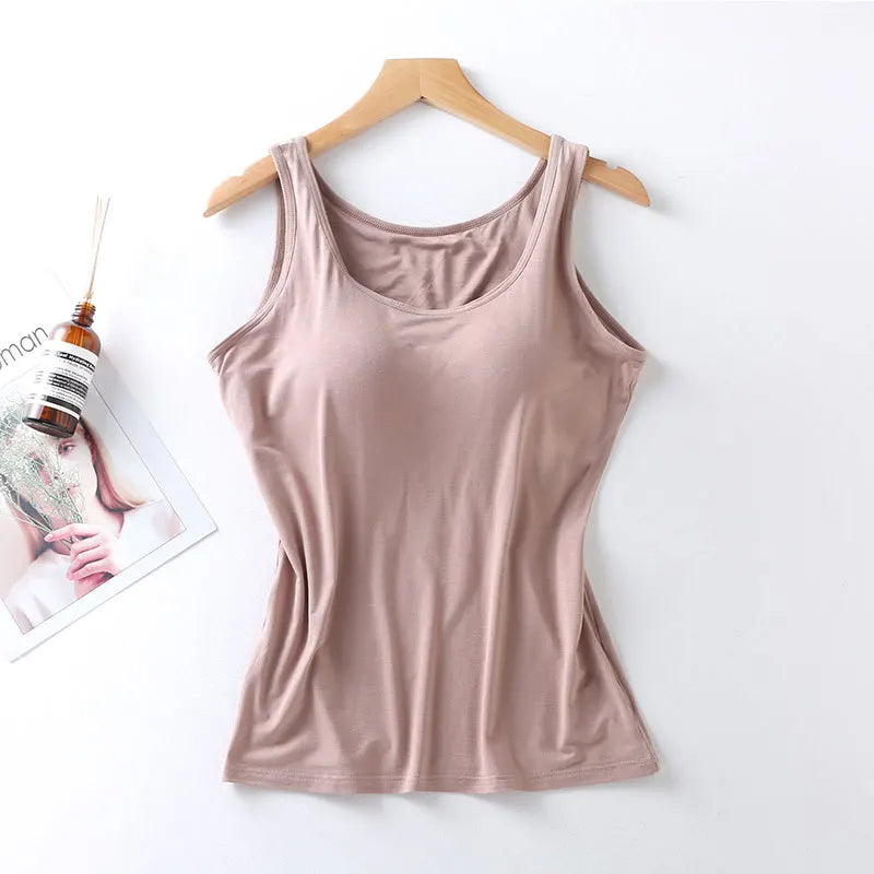 Women's Tank Top with Built-in Bra - Slim Fit, Everyday Comfort
