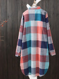 Chemise à Carreaux longue en Coton Mi-Saison - Femme