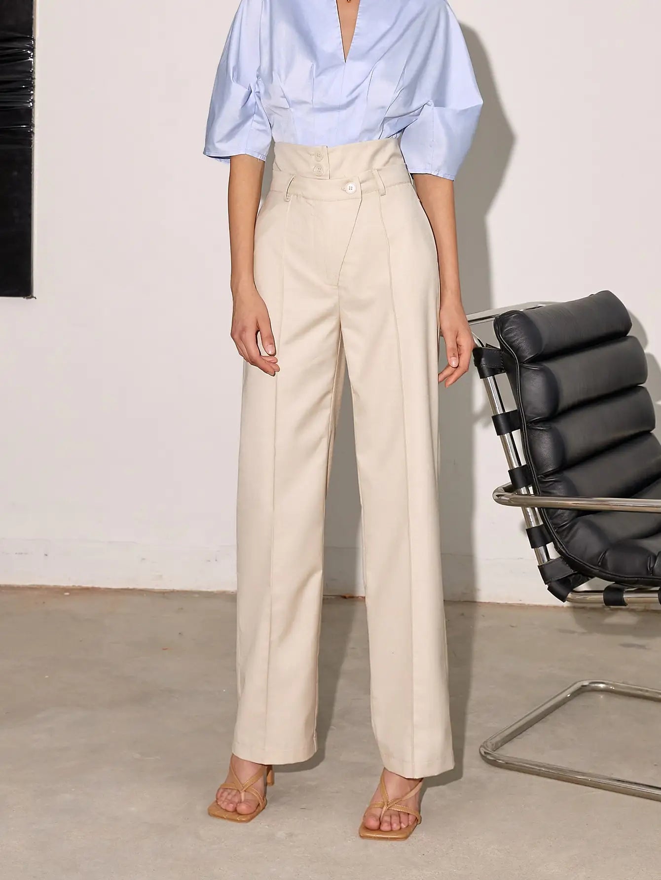 Women's High-Waisted Pleated Tailored Trousers